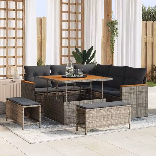 Set Divano da Giardino 8 pz 5-Numero di posti Grigio 3364988