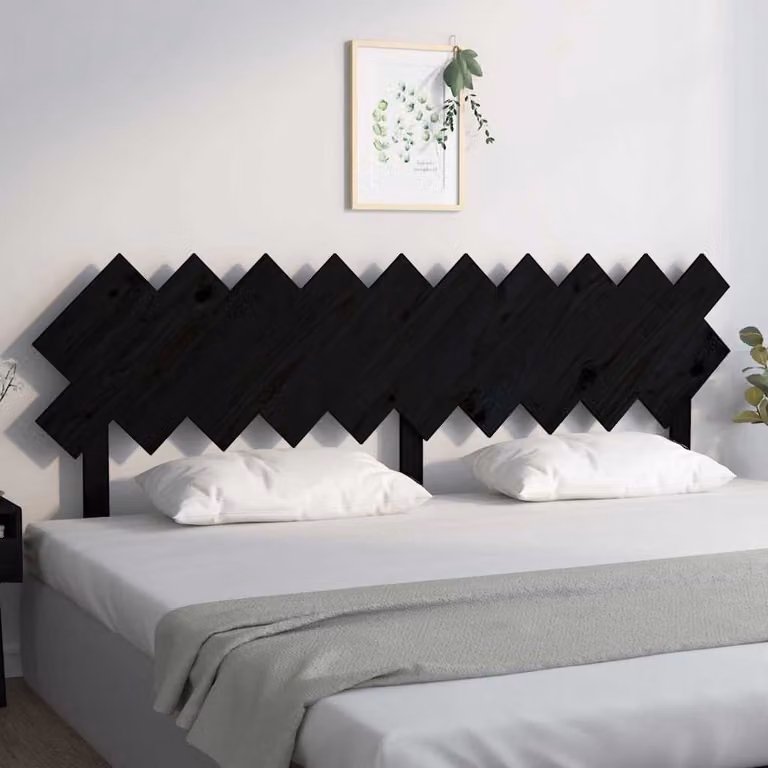 Testiera per letto vidaXL in legno massello di pino nero stile rustico L: 196 cm, P: 3 cm, H: 80,5 cm