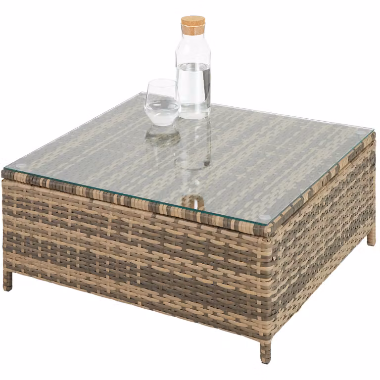 Set salotto da giardino TecTake con divano a 2 posti e tavolino da caffè, colori beige e grigio