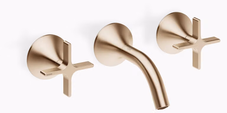Dornbracht VAIA Mélangeur mural pour lavabo sans vidage, poignée croisillon, saillie 125mm, 36702809-46, 36702809-46
