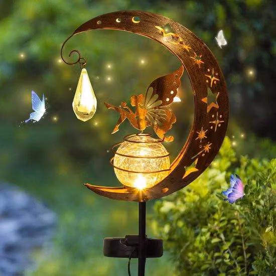 Decorazione solare per giardino: lampada solare impermeabile con picchetto da terra, ideale per esterni, balconi, aiuole e prati