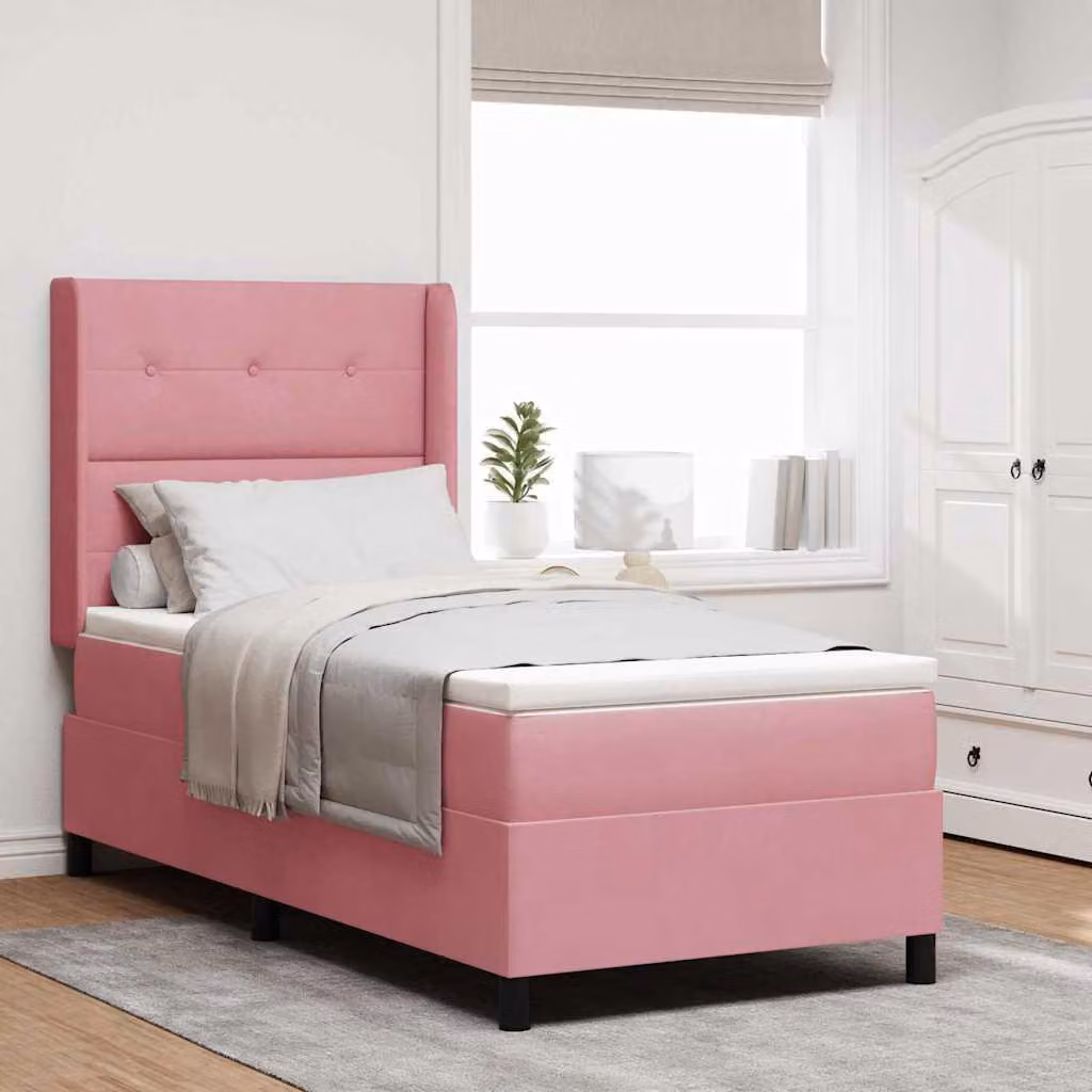 Maison Exclusive - Letto boxspring con testiera Rosa 100 x 200 cm in velluto