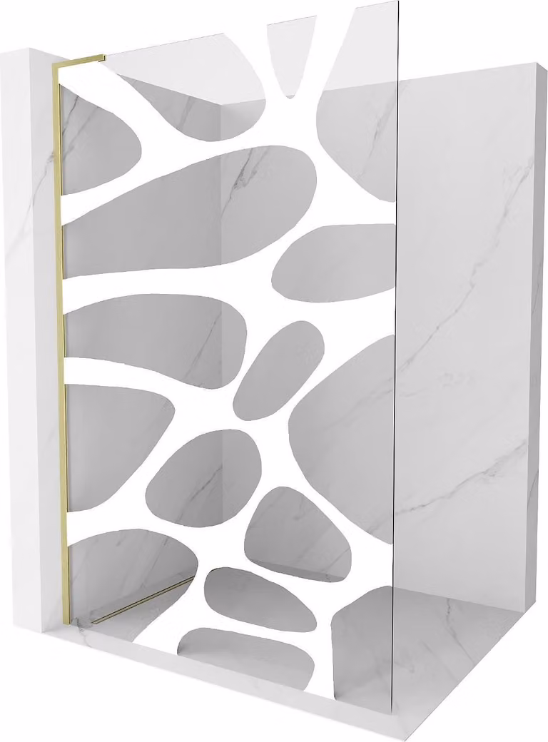 Mexen Kioto L parete doccia Walk-in 90 x 200 cm, onda bianca, oro spazzolato - 800-090-103-55-97