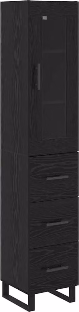 Credenza Rovere Nero 34,5 x 34 x 180 cm Legno multistrato