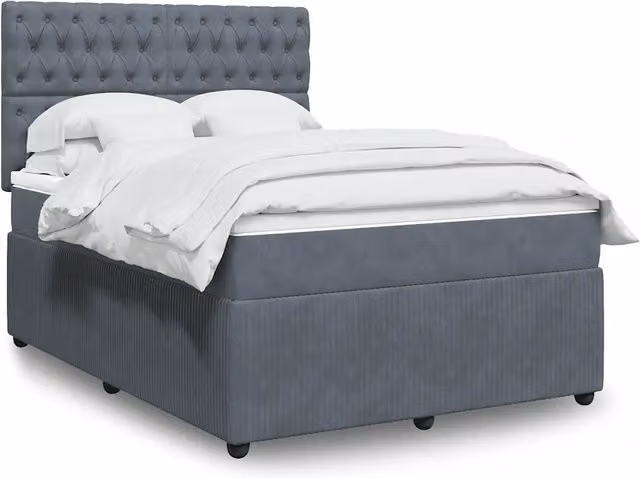 Giroletto a Molle con Materasso Grigio Scuro 160x200 cm Velluto 3294689