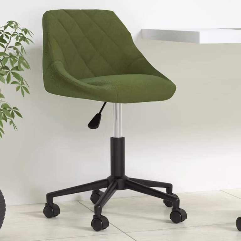 Sedia da ufficio girevole moderna vidaXL in velluto verde con base in metallo e ruote