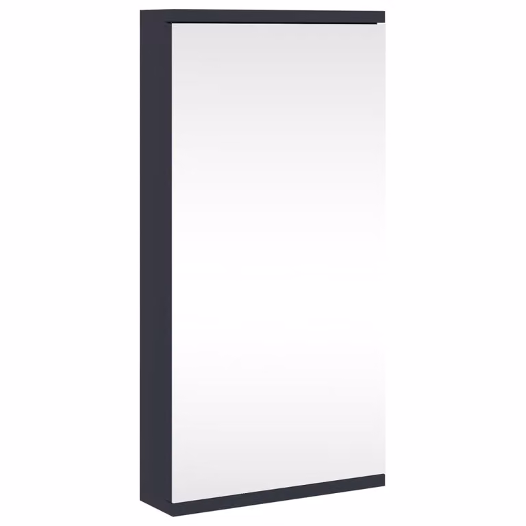 Armadietto Angolare con Specchio da Bagno Grigio 30x24x60 cm