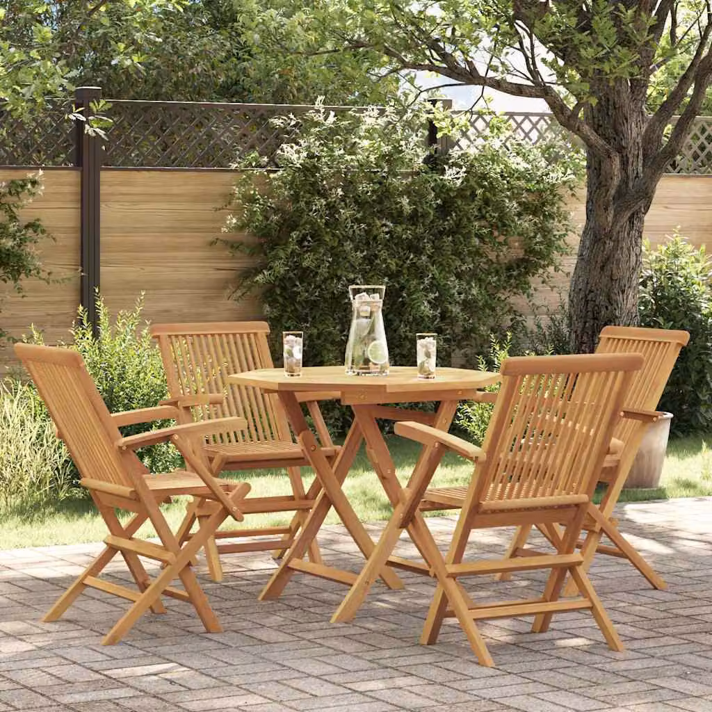 vidaXL Set da Pranzo da Giardino 5 pz in Legno di Teak e Acacia Marrone – 1