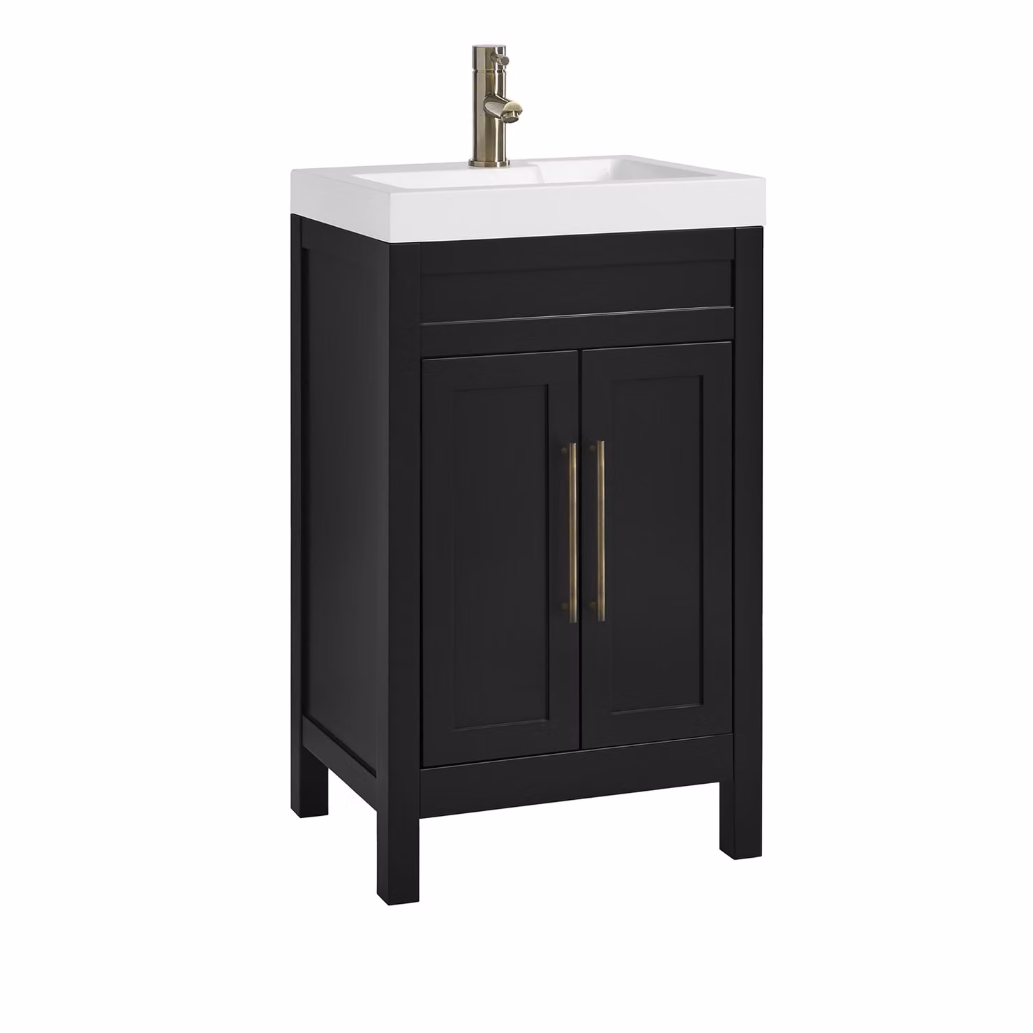 Mobile Bagno Grigio Nero da 500mm con Lavabo e Maniglia Classica con Barra a T in Ottone Spazzolato - Warwick