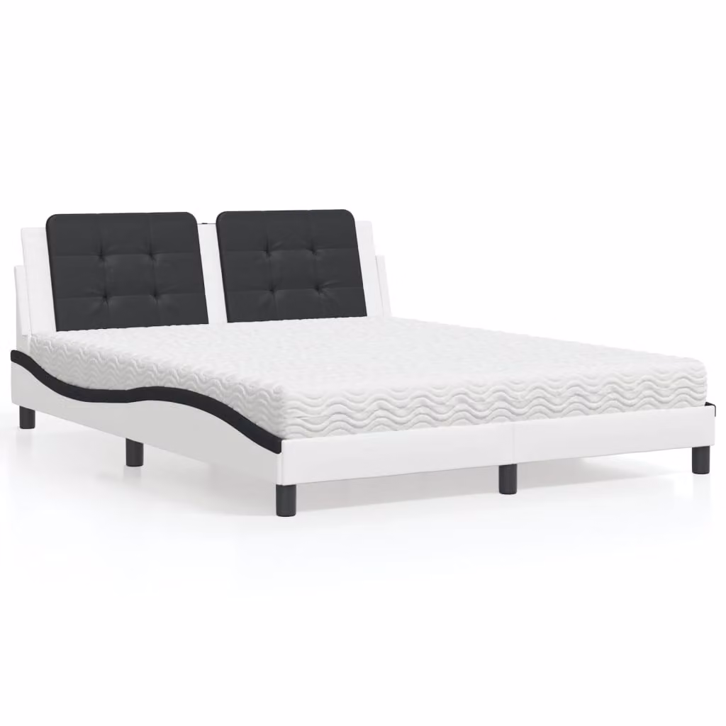 Letto con Materasso Zadar vidaXL in Similpelle Bianco e Nero L/P/H: 160 x 200 cm