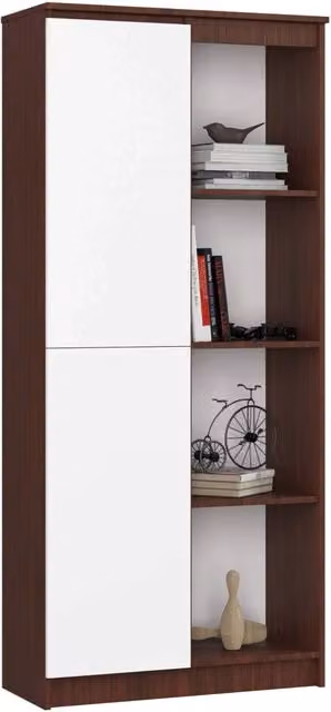 Armadio da ufficio AKORD R80 Wengé 80 cm 1 anta inserto frontale Bianco 80x35x180 cm