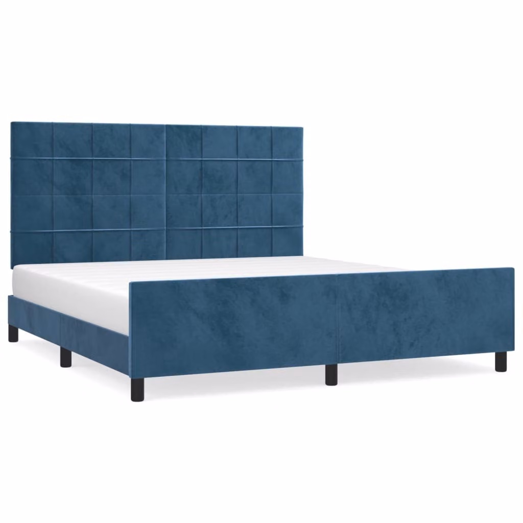 Struttura letto senza materasso blu scuro 160x200 cm in velluto