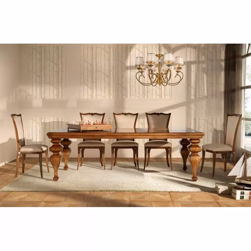 Tavolo rettangolare classico in legno di faggio color noce Mobili 2G L/P/H: 240 x 128 x 78 cm – 3