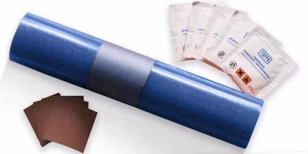 Kit di riparazione per teloni 220x32cm BLU