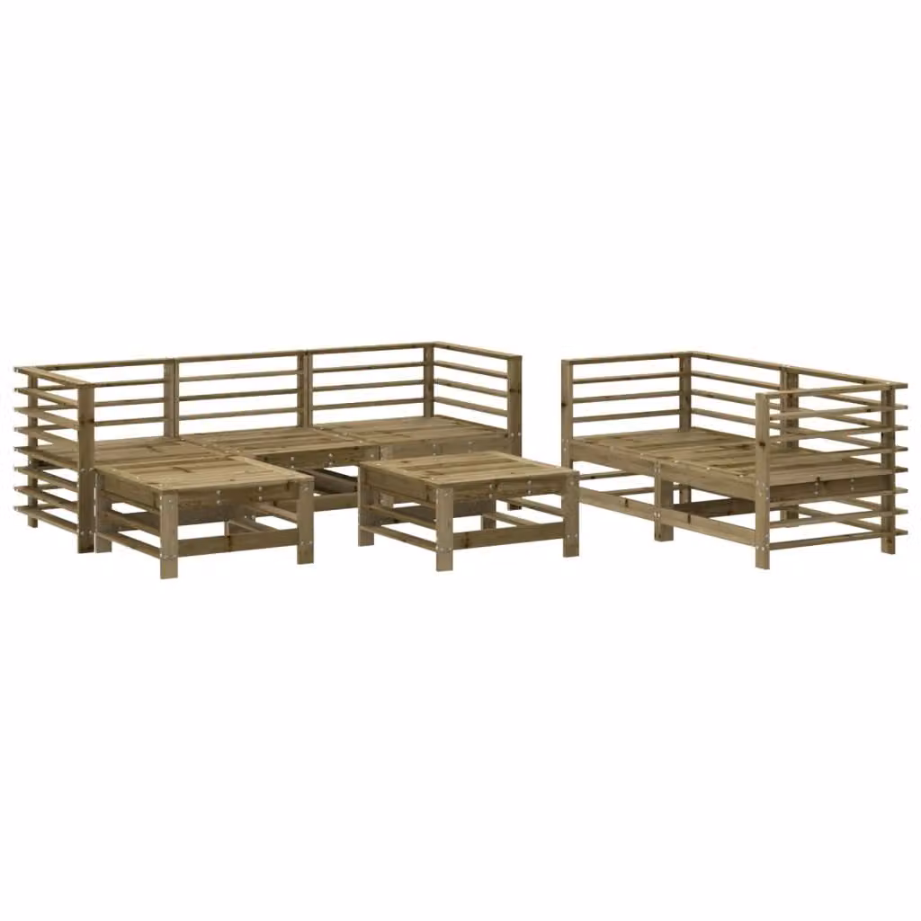 Set Salotto da Giardino 7 pz in Legno Impregnato di Pino