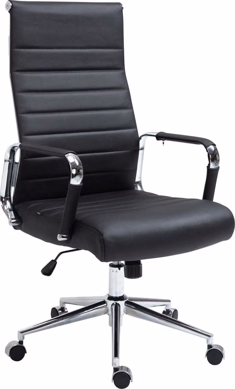 Sedia da ufficio esclusiva, seduta ergonomica, pelle bovina di alta qualità, meccanismo girevole | Colore: nero