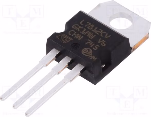 2x IC: Stabilizzatore di tensione 1,5A, linea regolata (no), 12V, montaggio a foro passante (THT), modello L7812CV-DG, non regolato