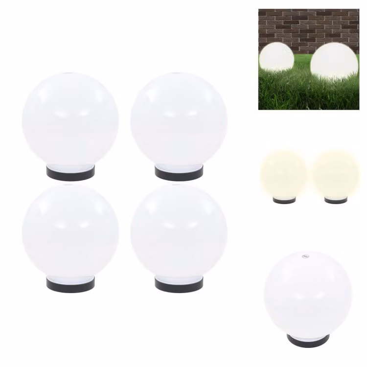vidaXL Luci da giardino a LED 4 pz. Sferica 20 cm PMMA - Illuminazione esterna