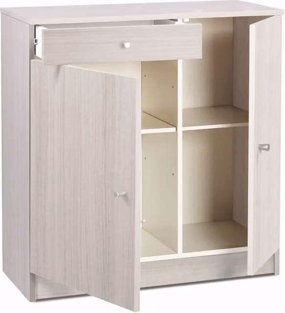 Mobile Multiuso IPERBRIKO Sarmog con 2 Ante e 1 Cassetto, Colore Verde e Bianco, H 80 x L 77 x P 34 cm