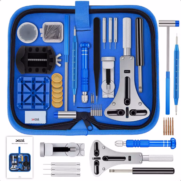 Set per riparazione orologi - Set di attrezzi per orologeria - 210 pezzi - Con borsa da trasporto