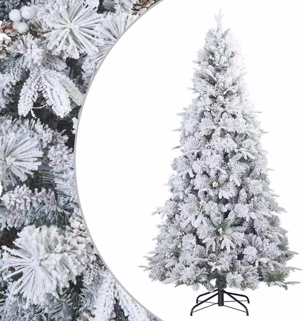Albero di Natale Artificiale Snodato Foderato di Neve Bianco
