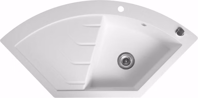 Lavello ad angolo con sgocciolatoio 114x57,5 cm, bianco