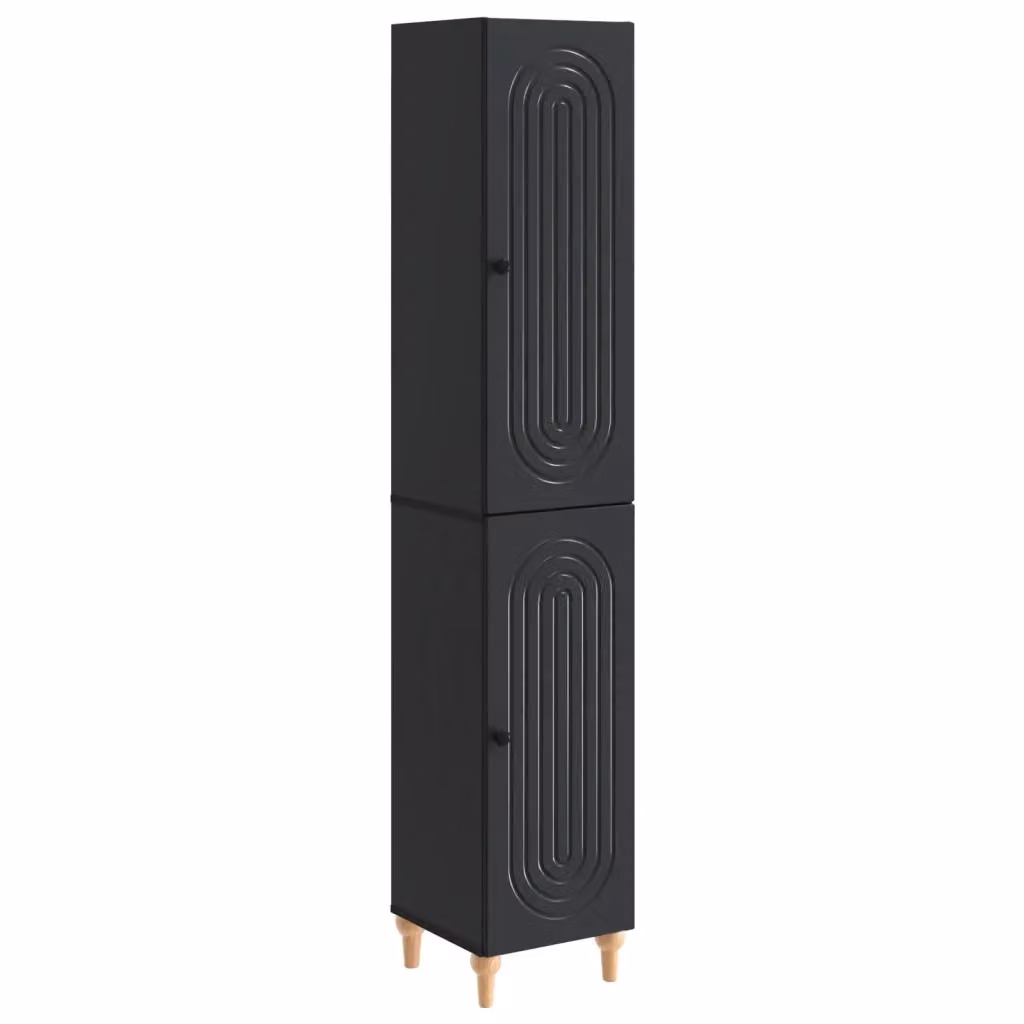 Set di 2 armadi moderni vidaXL in legno MDF nero opaco con illuminazione integrata e montaggio a parete L: 90 cm, P: 34,5 cm, H: 33 cm – 2