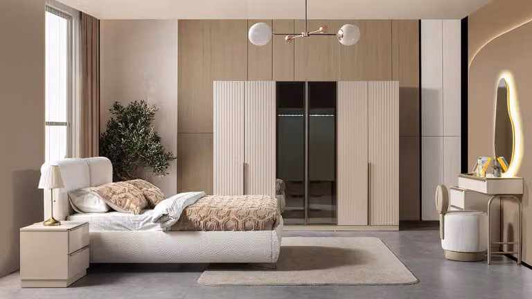 Comodino doppio, armadio, cassettiera, stile moderno, colore bianco, nuovo