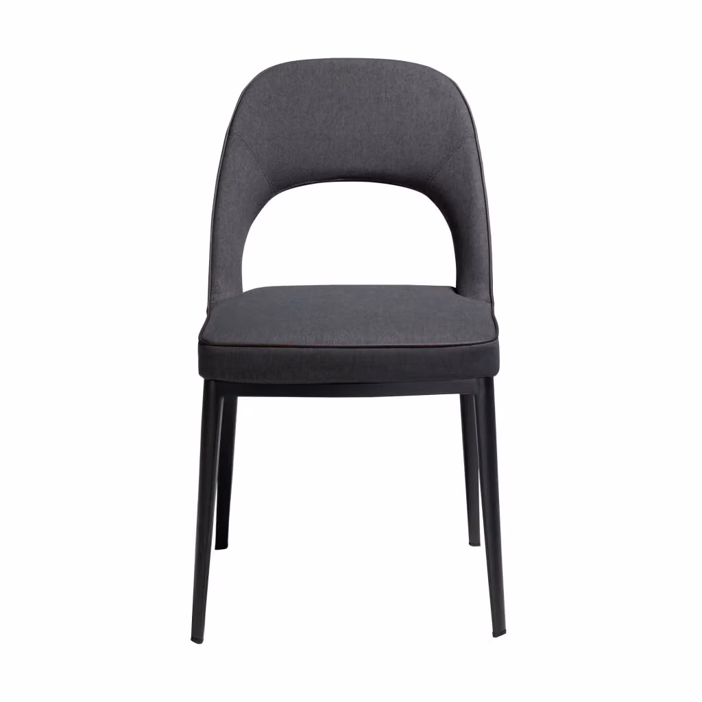 Sedia moderna Angel Cerdá in tessuto grigio e metallo nero per cucina e sala da pranzo – 2