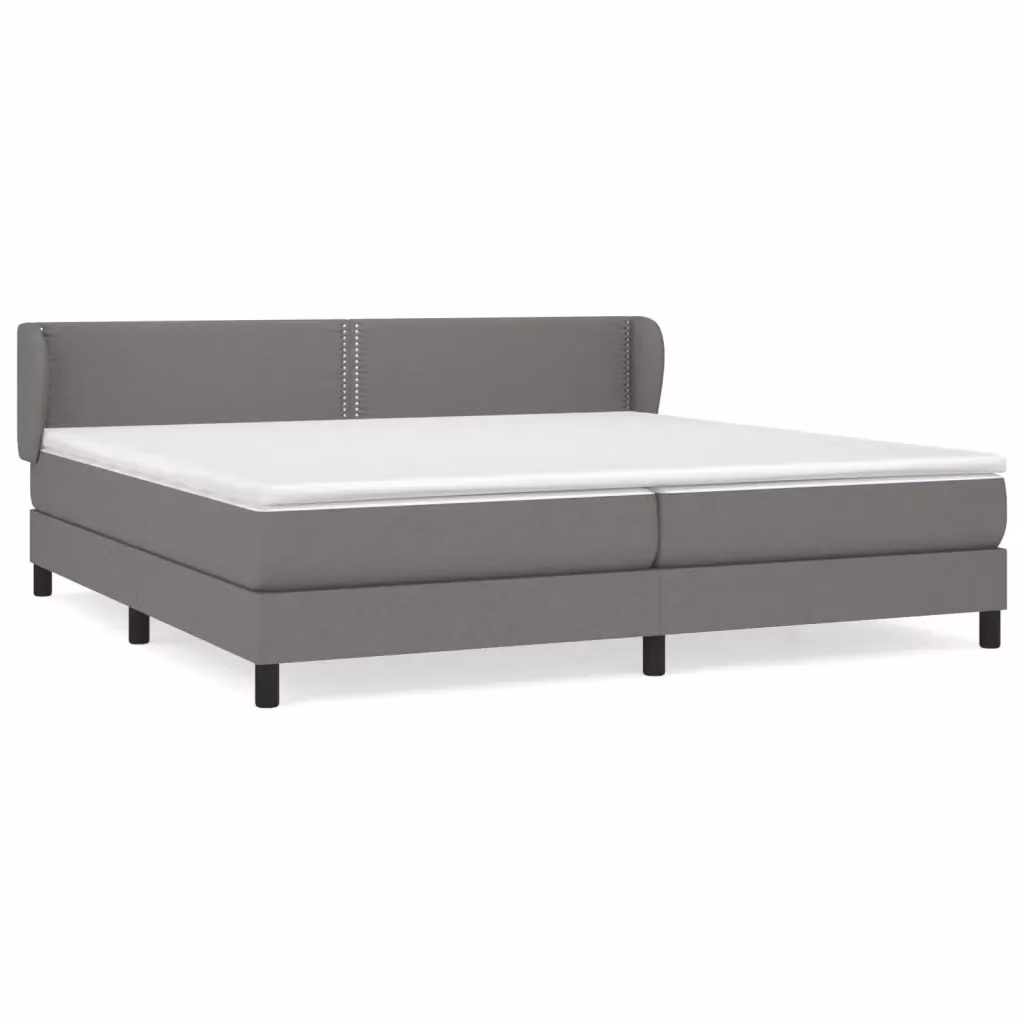Letto Ibrido vidaXL con Giroletto a Molle e Materasso in Tessuto Grigio e Bianco L/P/H: 200 x 203 x 88 cm – 2