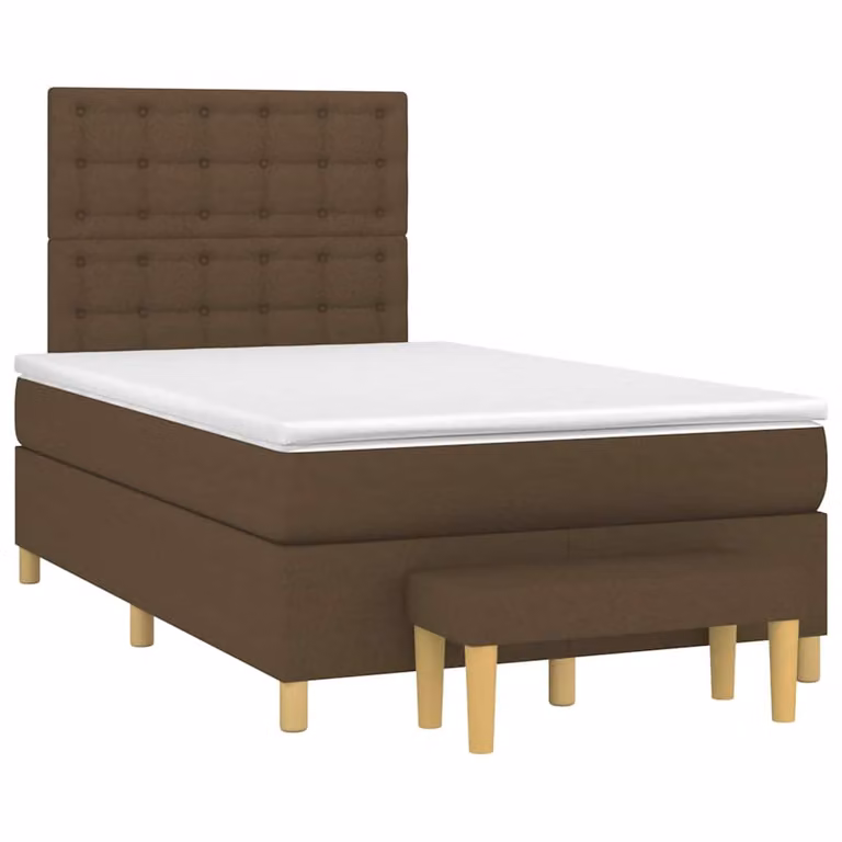 Giroletto a Molle con Materasso vidaXL in Tessuto Marrone e Bianco L/P/H: 120 x 200 x 193 cm