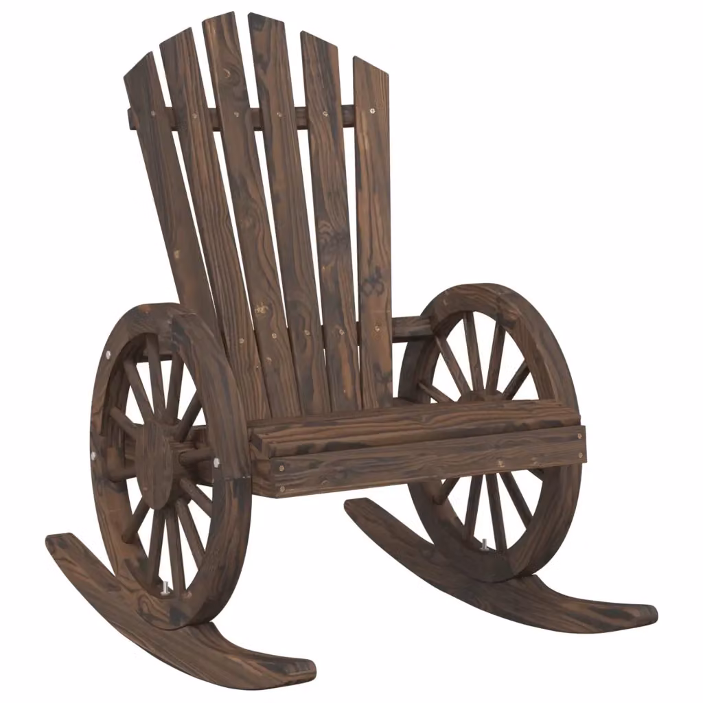 Sedia a Dondolo Adirondack vidaXL in Legno Massello di Abete, Colore Marrone – 2