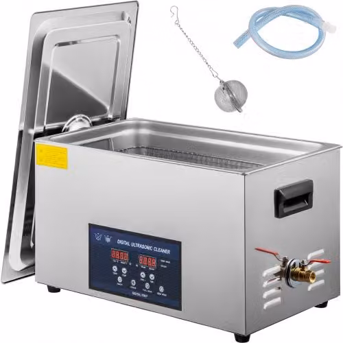 Pulitore a Ultrasuoni Digitale Vevor con Coperchio in Acciaio Inox Argento, Capacità 30 l, 28/40KHz