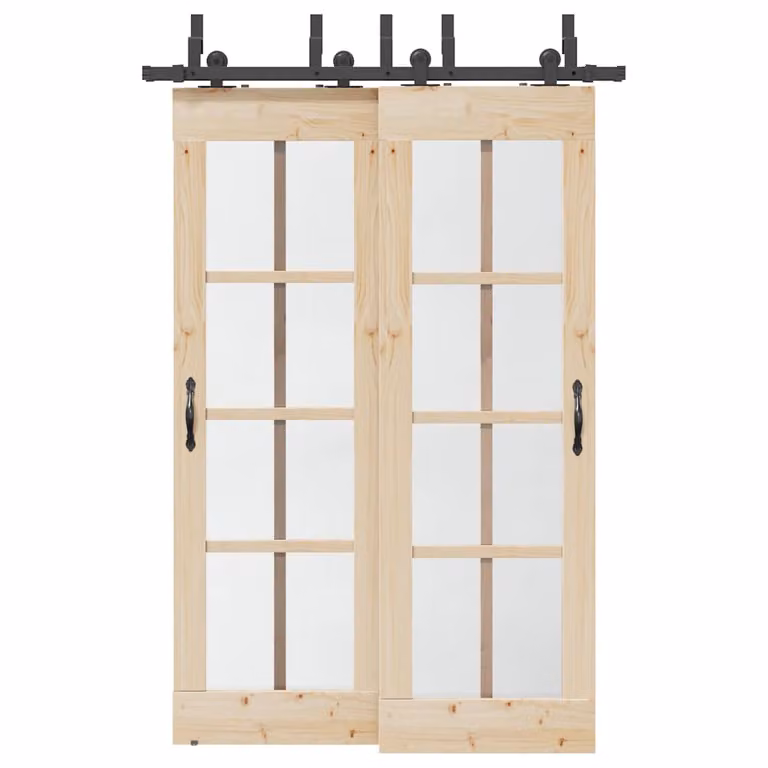 Kit di binari per porte scorrevoli vidaXL in acciaio nero opaco, lunghezza 152,5 cm