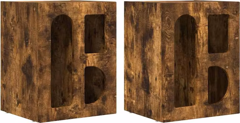 Comodino 2 pcs Rovere fumé 40 x 35 x 50 cm Legno multistrato