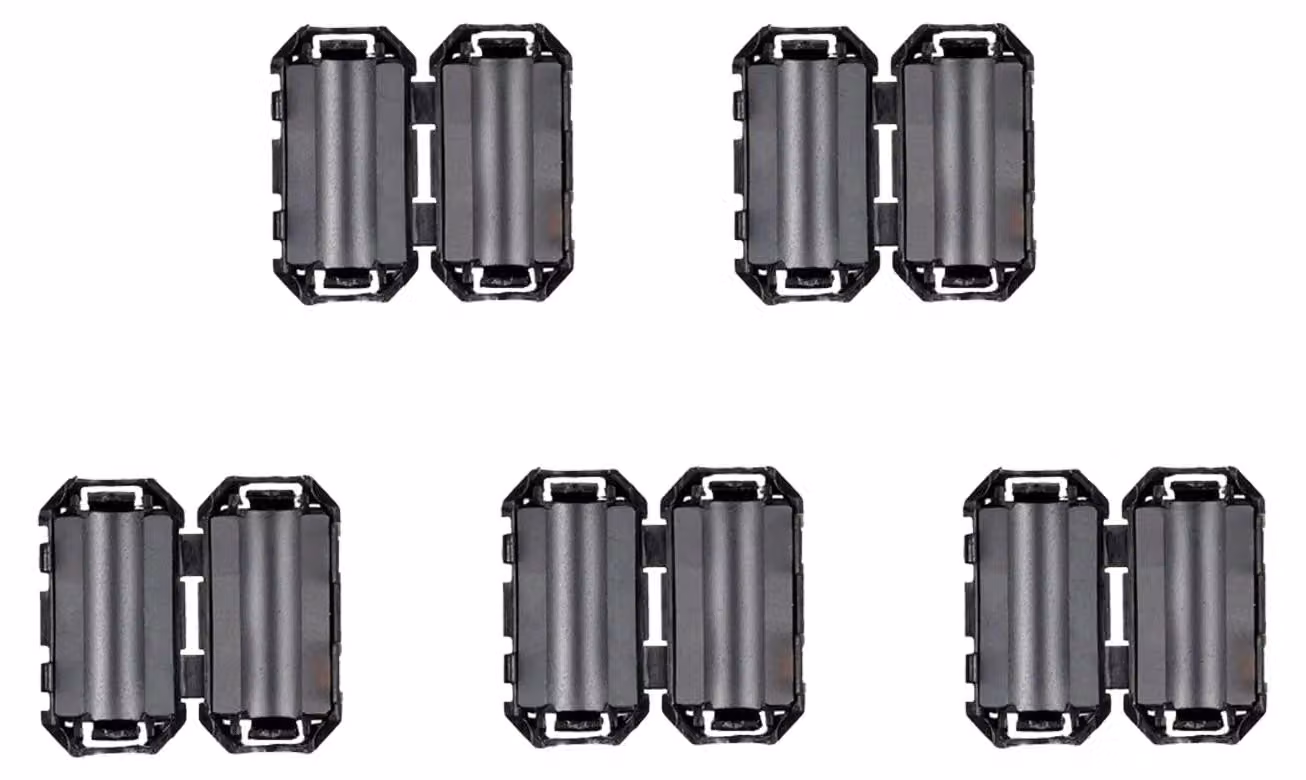 Clip per cavi in ferrite, 7 mm, confezione da 5 pezzi, colore nero, filtro di soppressione
