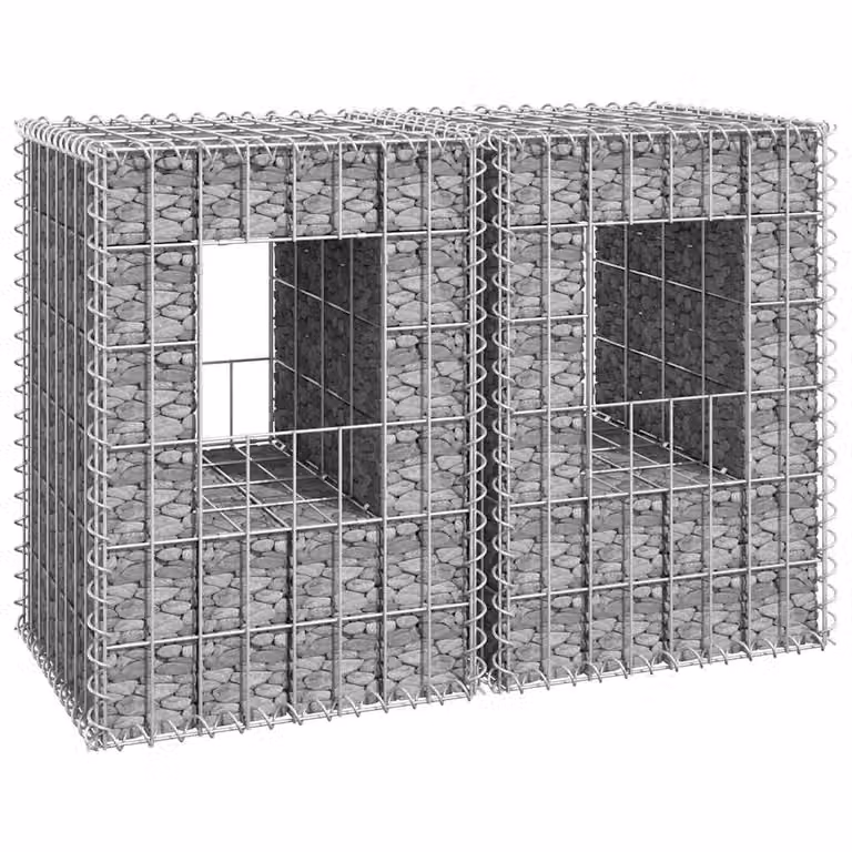 Set di 2 cesti a gabbione a torre vidaXL in metallo grigio e argento, L/P/H: 40 x 40 x 60 cm