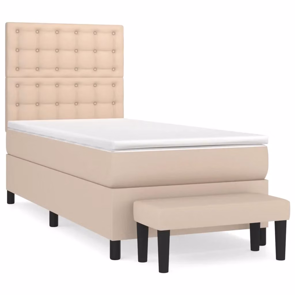 Letto a molle con materasso vidaXL in similpelle color cappuccino L: 80 cm, P: 200 cm, H: 203 cm – 2