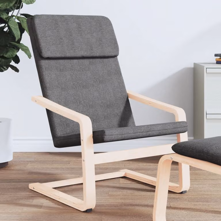 Sedia Relax vidaXL in Tessuto Grigio con Struttura in Legno di Betulla