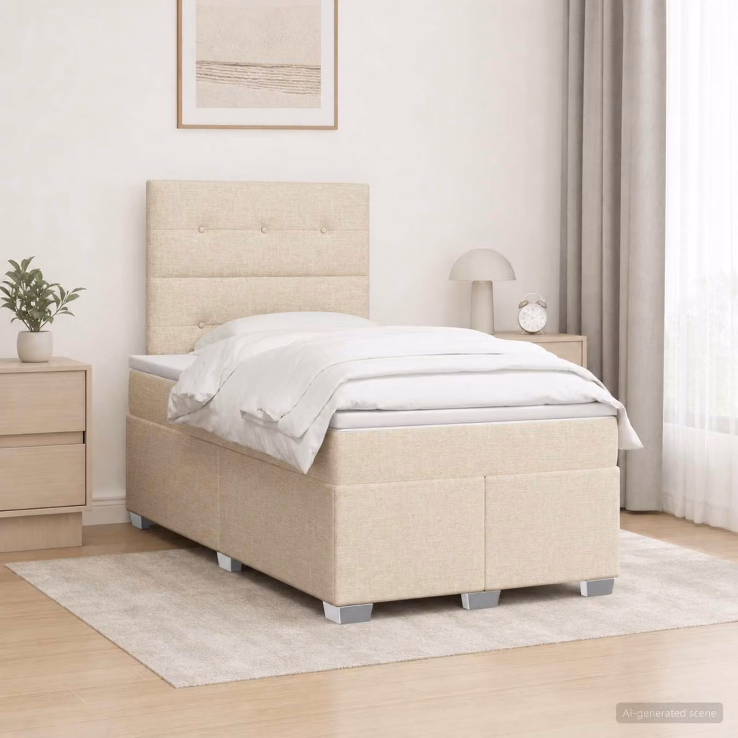Maison Exclusive - Letto boxspring con materasso Crema 120 x 190 cm Tessuto