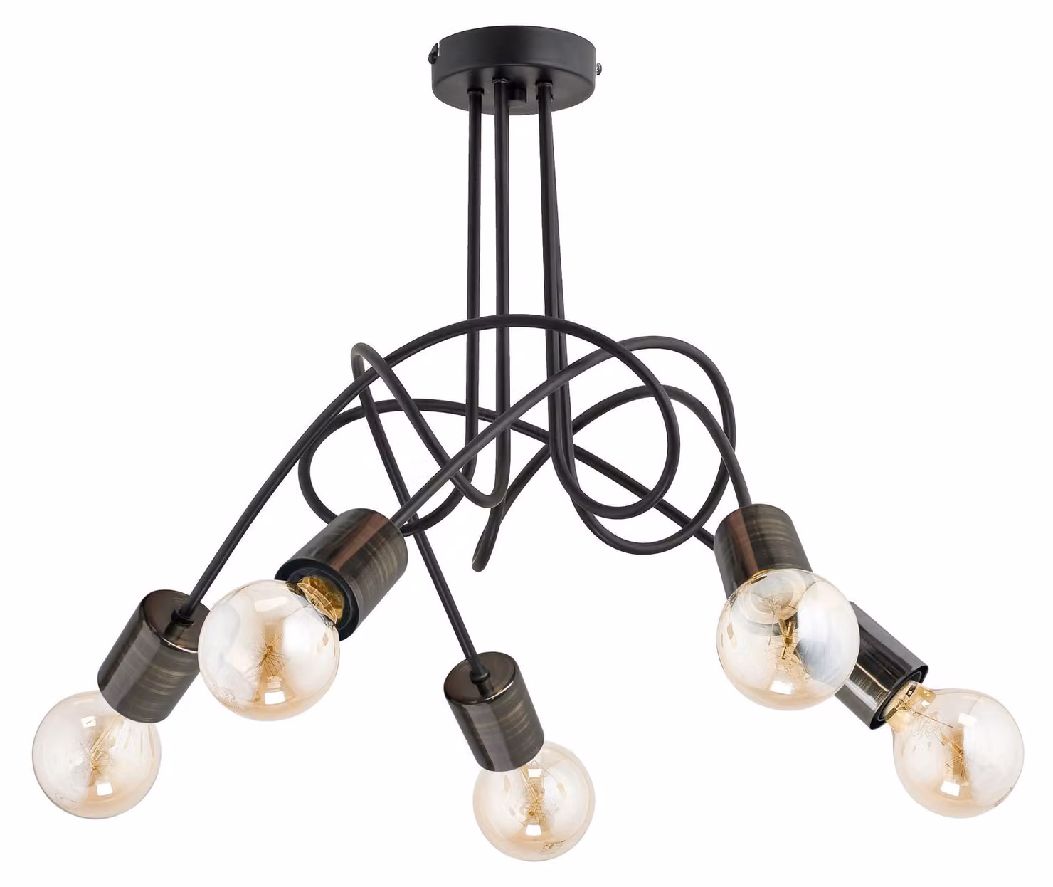 Lampada a sospensione TANGO nera 5xE27x15W in metallo, dimensioni: 44x56x56 cm, IP20, Alfa