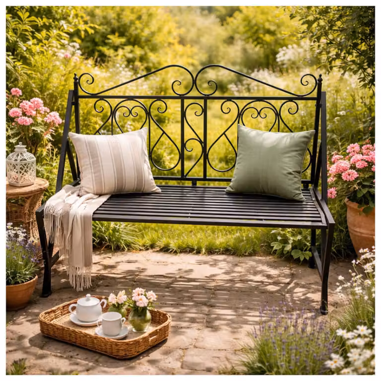 Panca da giardino Solea, in ferro, colore nero