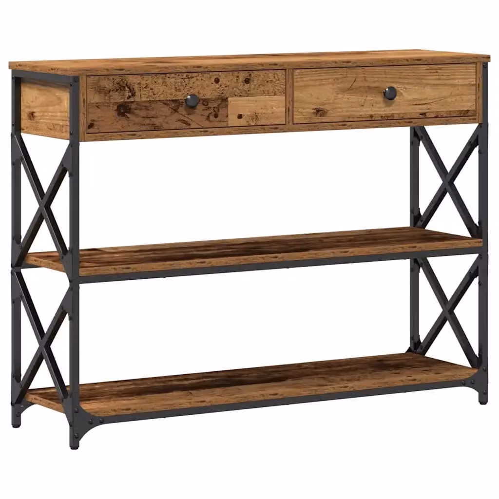 Tavolo Consolle con Cassetto in Legno Rustico Marrone vidaXL L 100 x P 28 x H 75 cm – 2