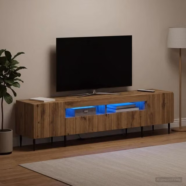 Mobile TV LED a 3 pezzi ZWOLLE Rovere Artigianale 3416527