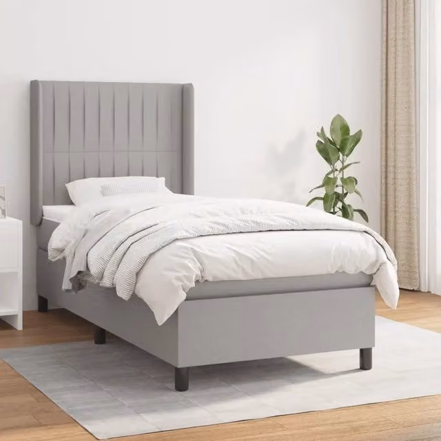 Letto Ibrido con Giroletto a Molle e Materasso vidaXL in Grigio Chiaro e Bianco, L/P/H: 90 x 190 cm