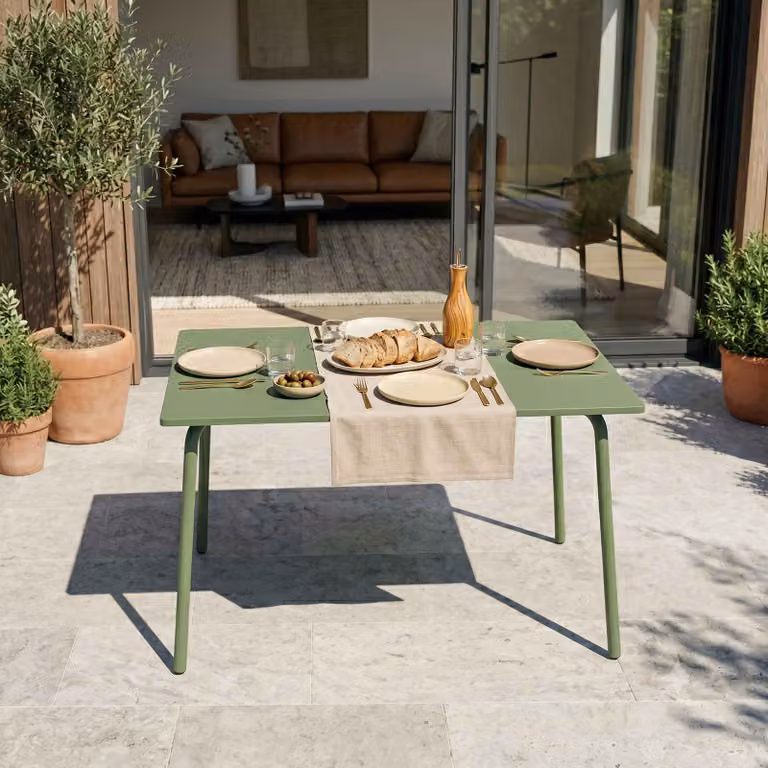 Tavolo da giardino in acciaio verde cactus - Oviala Palavas