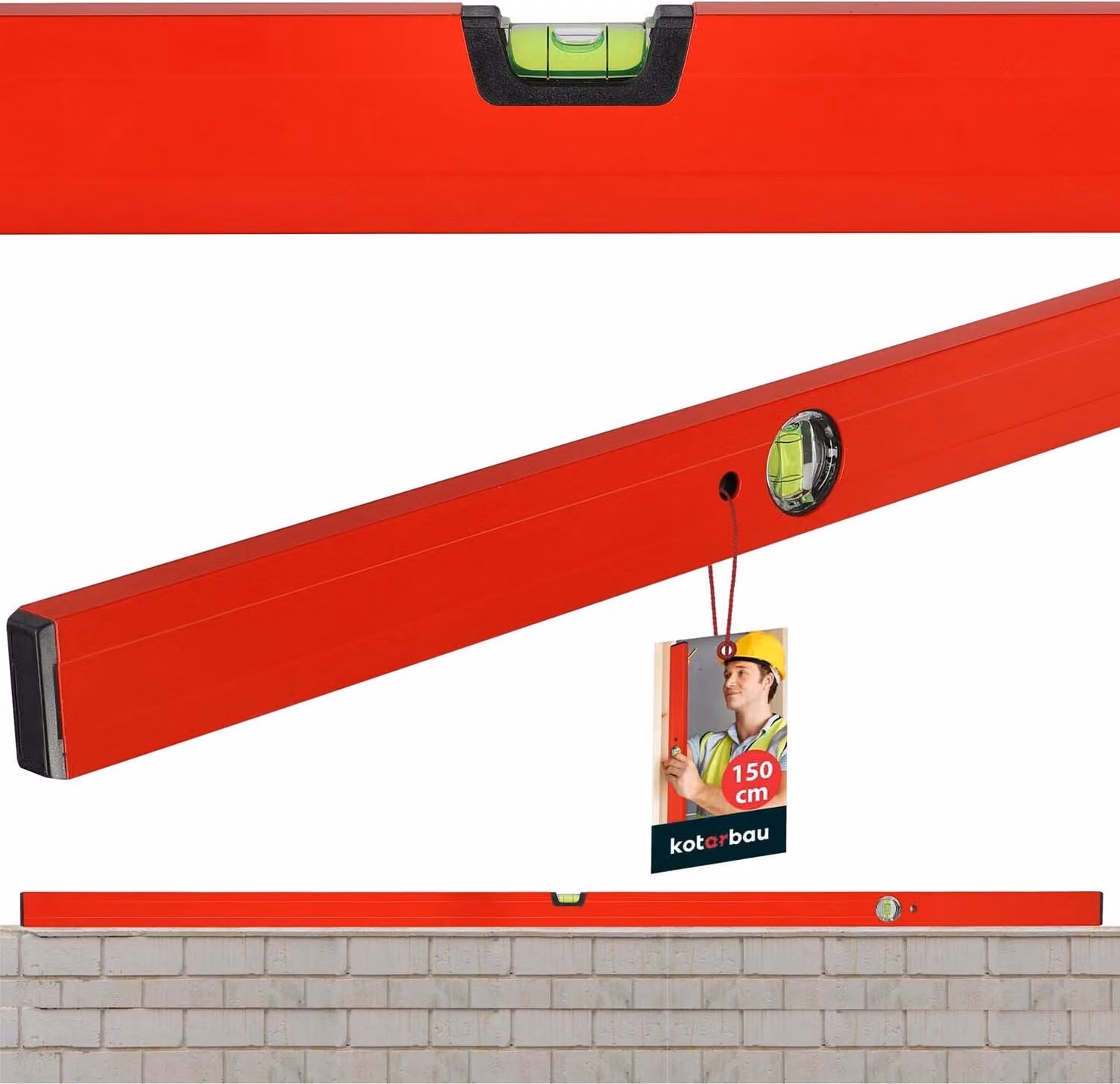 KOTARBAU® Livella in alluminio rossa 150 cm di allineamento orizzontale e verticale