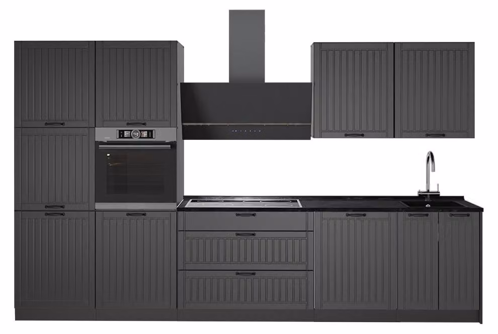 Cucina componibile Vicco Fame-Line Grigio scuro/Antracite 340 cm senza piano di lavoro, Model 64556