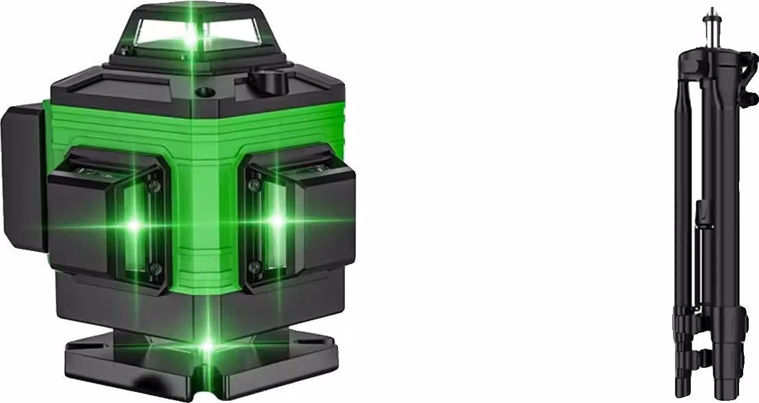 Livella laser, tecnologia 4D, telecomando, set verde -- Scatola in plastica