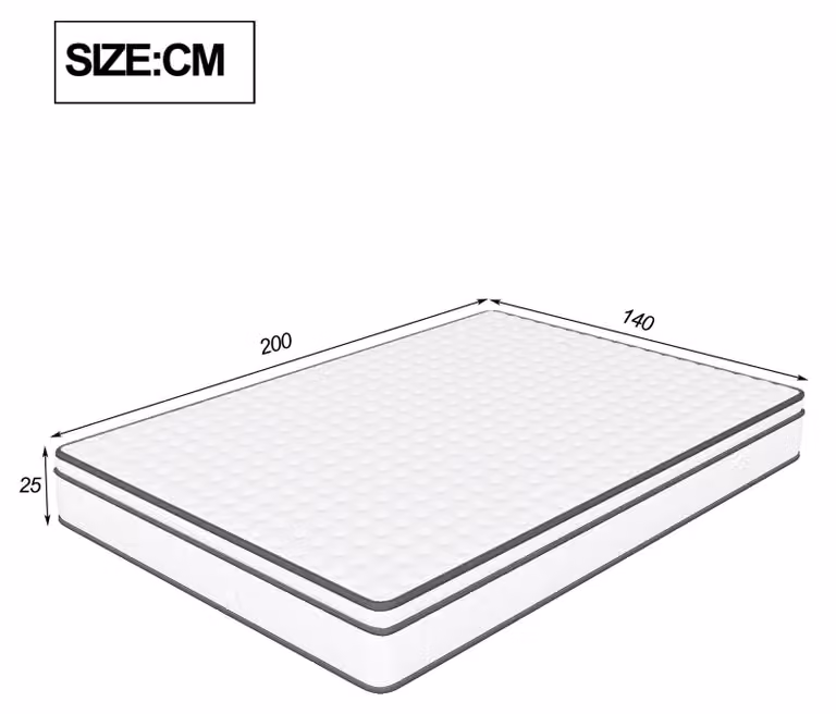 Materassi - Materasso a molle insacchettate - 140x200 cm - Durezza media - Altezza 25 cm - Bianco